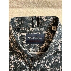 Robert Graham Modern Americana Skull Print Shirt XL Tailored Fit Gray Black